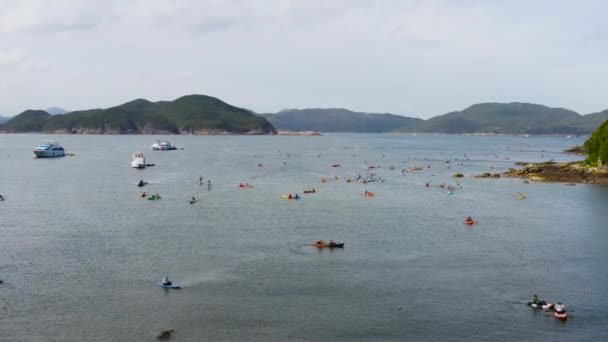 May 2022 Rowers Canoes Floating Shore Sai Kung — Video