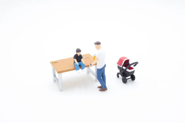 Figure Father Take Car His Son — 스톡 사진