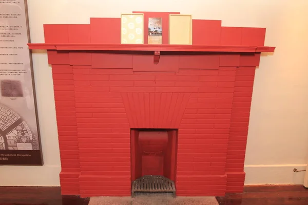 Dec 2011 Red Classical Fireplace Room — 图库照片