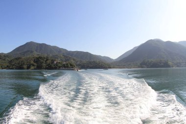the Straight ship trace in a high seas at sai kung