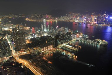 10 Dec 2011  Victoria Harbour with the background of the Tsim Sha Tsui at night