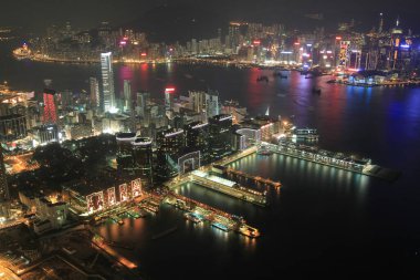 10 Dec 2011  Victoria Harbour with the background of the Tsim Sha Tsui at night