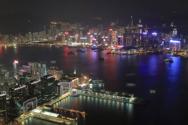 10 Dec 2011  Victoria Harbour with the background of the Tsim Sha Tsui at night