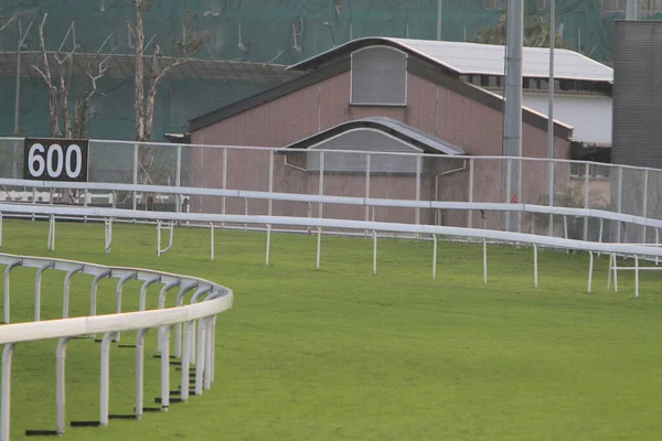 Mowed Lawn Used Horse Racing Track Restricted Fence — 图库照片