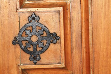 the close up of church door, the wood door