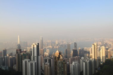 2 April 2011 Victoria peak to the skyline and harbor of Hong Kong