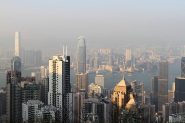 2 April 2011 the sunset at Hong Kong, Aerial View of Victoria Harbour