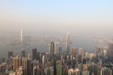 2 April 2011 the sunset at Hong Kong, Aerial View of Victoria Harbour