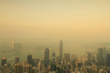 2 April 2011 the sunset at Hong Kong, Aerial View of Victoria Harbour