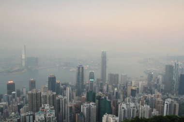 2 April 2011 the sunset at Hong Kong, Aerial View of Victoria Harbour