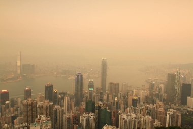 2 April 2011 the sunset at Hong Kong, Aerial View of Victoria Harbour