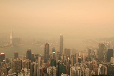 2 April 2011 the sunset at Hong Kong, Aerial View of Victoria Harbour