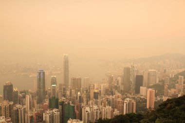 2 April 2011 the sunset at Hong Kong, Aerial View of Victoria Harbour