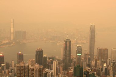 2 April 2011 the sunset at Hong Kong, Aerial View of Victoria Harbour