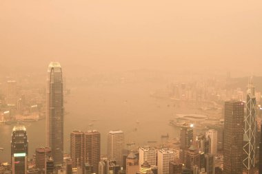 2 April 2011 the sunset at Hong Kong, Aerial View of Victoria Harbour