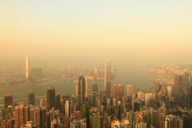 2  April 2011  the sunset at Hong Kong, Aerial View of Victoria Harbour