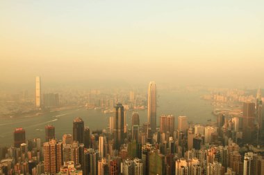 2  April 2011  the sunset at Hong Kong, Aerial View of Victoria Harbour