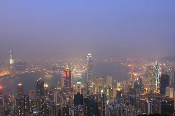 Απριλίου 2011 Νύχτα Στο Χονγκ Κονγκ Αεροφωτογραφία Της Victoria Harbour — Φωτογραφία Αρχείου