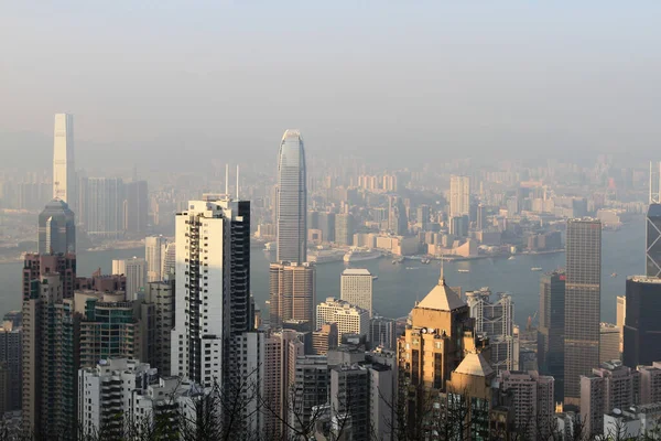 2 April 2011 the sunset at Hong Kong, Aerial View of Victoria Harbour