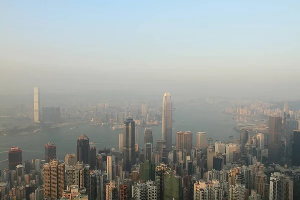 April 2011 Sunset Hong Kong Aerial View Victoria Harbour — Stock Fotó