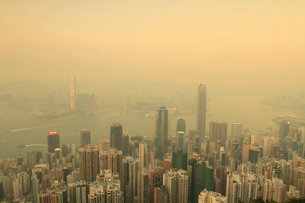 2 April 2011 the sunset at Hong Kong, Aerial View of Victoria Harbour