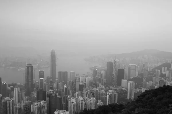 April 2011 Sunset Hong Kong Aerial View Victoria Harbour — 图库照片