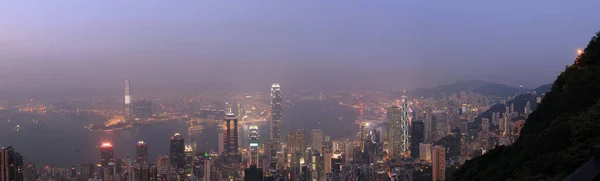 April 2011 Night Hong Kong Aerial View Victoria Harbour — 图库照片