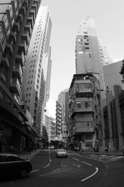 22 Oct 2011 the tram in busy financial district of Hong Kong 