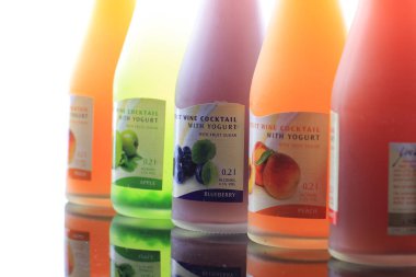 3 Oct 2011 the drinks with different flavors on a white background 