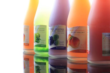 3 Oct 2011 the drinks with different flavors on a white background 