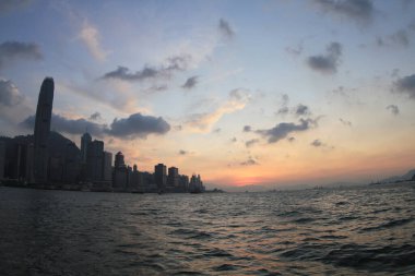18 Dept 2011 Boat In Water At Tsim Sha Tsui Star Ferry Pier Against Sunset Sky
