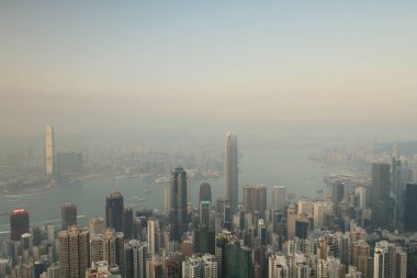 2 April 2011 the sunset at Hong Kong, Aerial View of Victoria Harbour