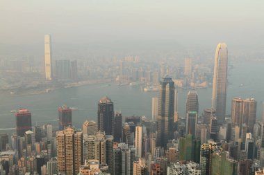 2 April 2011 the sunset at Hong Kong, Aerial View of Victoria Harbour