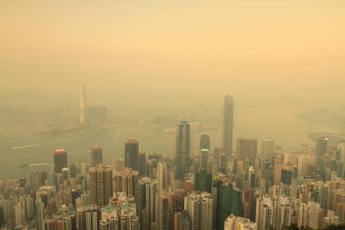 2 April 2011 the sunset at Hong Kong, Aerial View of Victoria Harbour