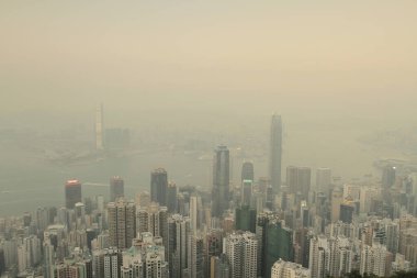 2 April 2011 the sunset at Hong Kong, Aerial View of Victoria Harbour