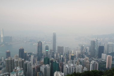 2 April 2011 the sunset at Hong Kong, Aerial View of Victoria Harbour