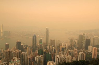 2 April 2011 the sunset at Hong Kong, Aerial View of Victoria Harbour
