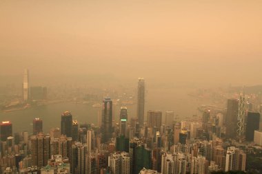 2 April 2011 the sunset at Hong Kong, Aerial View of Victoria Harbour