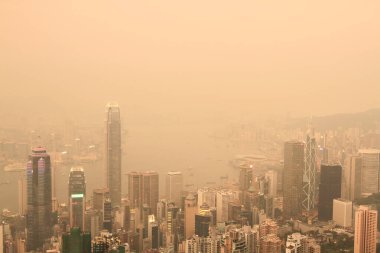 2 April 2011 the sunset at Hong Kong, Aerial View of Victoria Harbour