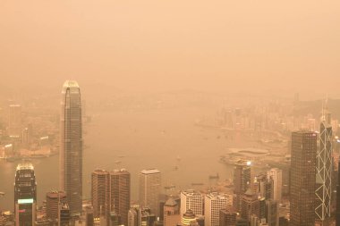 2 April 2011 the sunset at Hong Kong, Aerial View of Victoria Harbour