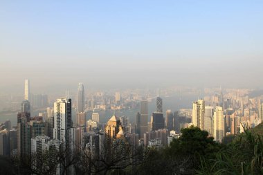 2 April 2011 the sunset at Hong Kong, Aerial View of Victoria Harbour
