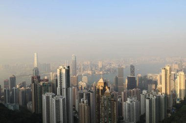 2 April 2011 the sunset at Hong Kong, Aerial View of Victoria Harbour