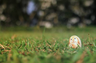 the lovely stone of easter bunny onlawn