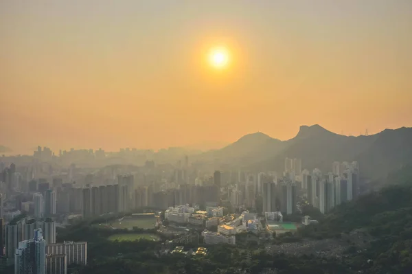 Maio 2022 Skyline Kowloon Kowloon Ponto Vista Pôr Sol — Fotografia de Stock