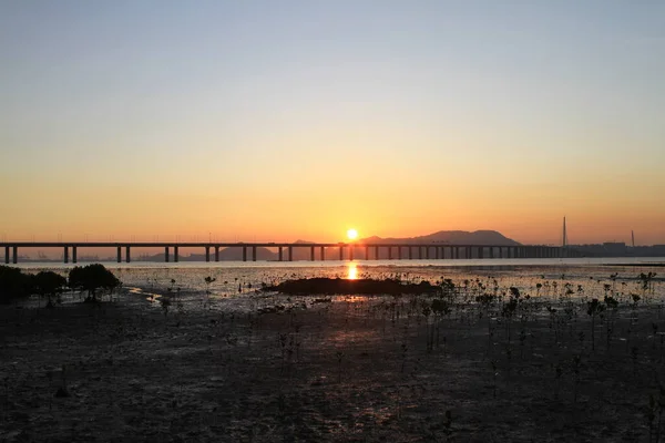 Juli 2011 Sonnenuntergang Chung Pak Nai Sha Kong Village — Stockfoto