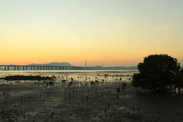 Juli 2011 Zonsondergang Chung Pak Nai Sha Kong Village — Stockfoto