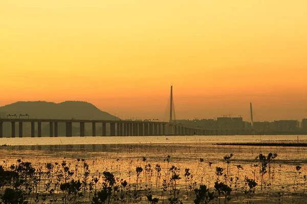 Juli 2011 Zonsondergang Chung Pak Nai Sha Kong Village — Stockfoto