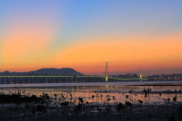 Juli 2011 Solnedgång Chung Pak Nai Sha Kong Village — Stockfoto