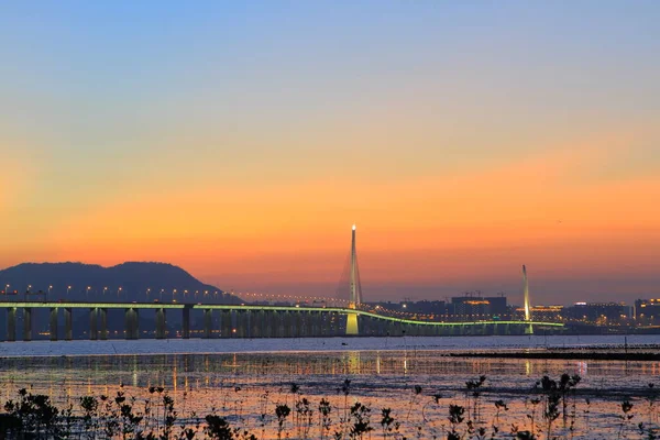 Juli 2011 Solnedgång Chung Pak Nai Sha Kong Village — Stockfoto