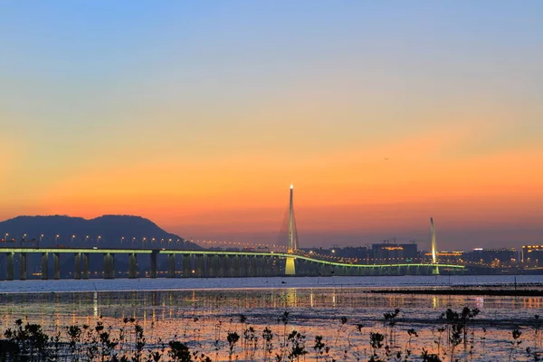 Juli 2011 Zonsondergang Chung Pak Nai Sha Kong Village — Stockfoto